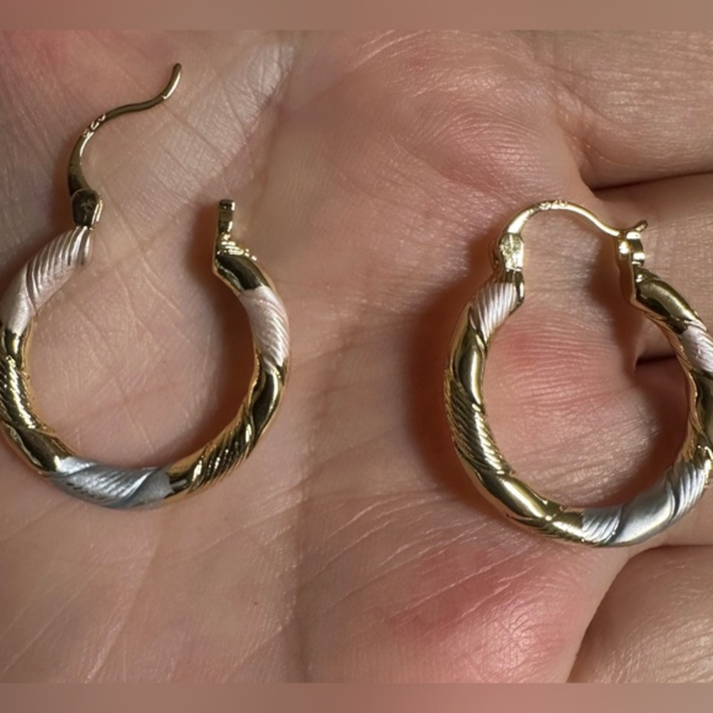 New with tags 14k vermeil tri tone Hoop Earrings